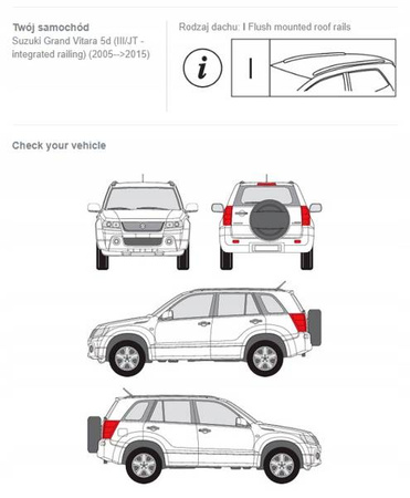 Bagażnik dachowy belki Suzuki GrandVitara III DARK