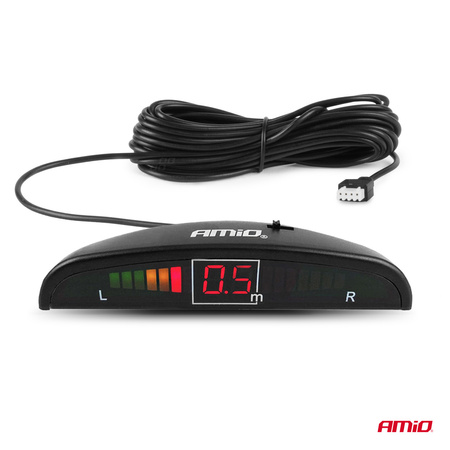 Zestaw czujników parkowania cofania LED 8 sensorów czarne wewnętrzne 16,5 mm AMIO-02256