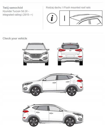 Bagażnik dachowy belki fuse Hyundai Tucson III 5d