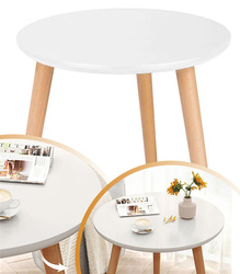 STOLIK KAWOWY OKRĄGŁY 40 CM DREWNIANY TRÓJNÓG DO SALONU STYL SKANDYNAWSKI