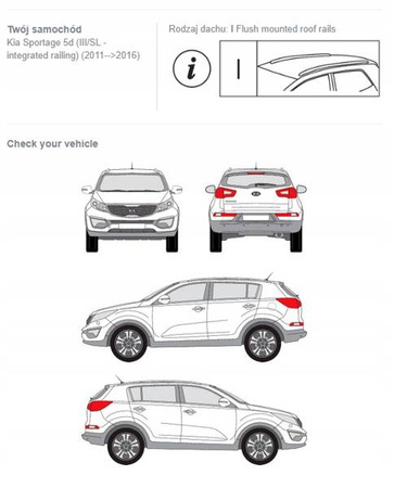 Bagażnik dachowy belki fuse Kia Sportage III 5d