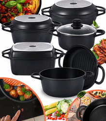 ZESTAW GARNKÓW ALUMINIOWYCH 2w1 POWŁOKA NON-STICK 10 ELEMENTÓW INDUKCJA GAZ PIEKARNIK