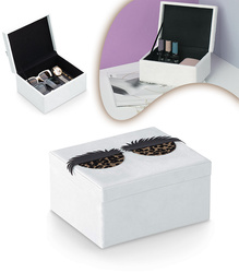 ORGANIZER NA DROBIAZGI KOSMETYKI SZKATUŁKA PUDEŁKO WELUROWE DUŻE ELEGANCKIE OZDOBNE RZĘSY