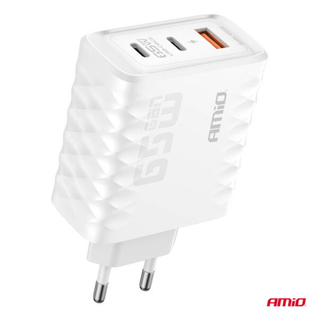 Ładowarka sieciowa Quick Charge 65W USB-A + 2x USB-C AMIO-04289