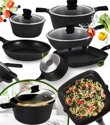 ZESTAW GARNKÓW ALUMINIOWYCH POWŁOKA NON-STICK 8 ELEMENTÓW INDUKCJA GAZ PIEKARNIK