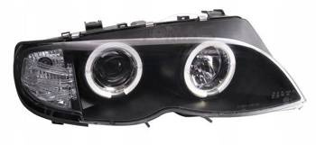 Reflektory lampy przednie BMW E46 RINGI BLACK Seda