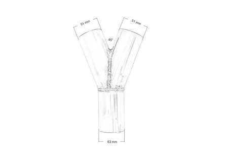 Trójnik wydechu 45st 51/63mm 304SS