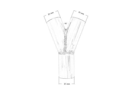 Trójnik wydechu 45st 51/51mm 304SS