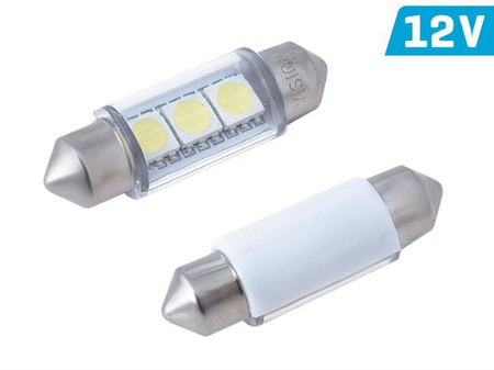 Żarówka VISION Festoon SV8.5 36mm 12V 3x 5050 SMD LED, biała, 2 szt.