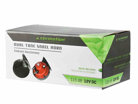 Klakson 12V 115dB, 2-tonowy, ślimakowy, z przekaźnikiem, 2 szt.