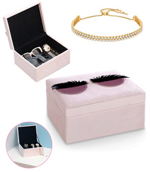 ORGANIZER NA DROBIAZGI BIŻUTERIĘ KOSMETYKI SZKATUŁKA PUDEŁKO WELUROWE MAŁE DESIGNERSKIE OZDOBNE RZĘSY