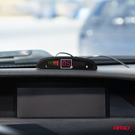 Zestaw czujników parkowania cofania LED 8 sensorów czarne wewnętrzne 16,5 mm AMIO-02256