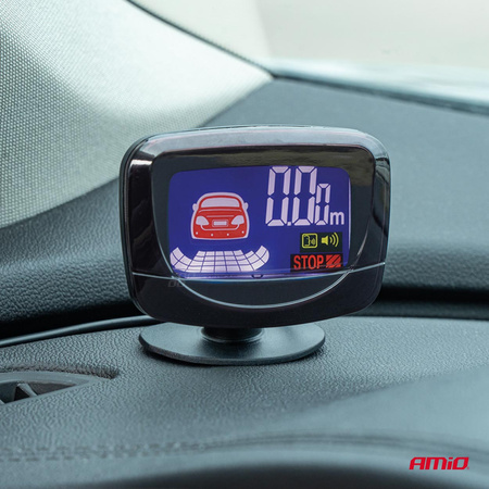 Zestaw czujników parkowania czujniki cofania LED GRAF 8 sensorów srebrne AMIO-01597