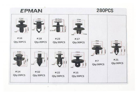 Zestaw Kołków Spinek Montażowych 280 szt