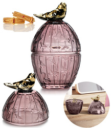 ORGANIZER NA BIŻUTERIĘ DROBIAZGI PUDEŁKO SZKLANE MAŁE POKRYWKA OZDOBNY PTAK