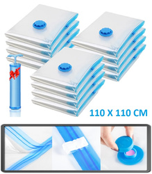 WORKI PRÓŻNIOWE NA UBRANIA 110 x 110 Z POMPKĄ W ZESTAWIE 12 SZT. HERMETYCZNE WIELORAZOWE