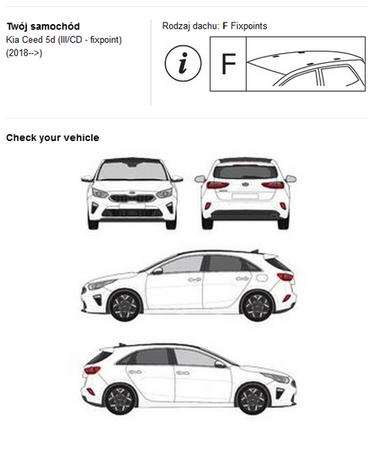 Bagażnik dachowy belki Fuse Kia Ceed III DARK