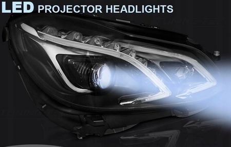 LAMPY MERCEDES W212 13-16 BLACK DRL FULL LED LIFT