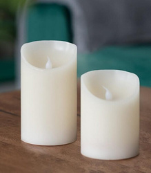 ŚWIECZKI LED ZESTAW 2 SZTUKI 10CM+15CM GŁADKIE ZASILANIE BATERIA EFEKT NATURALNEGO WOSKU