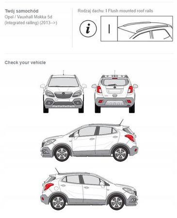 Bagażnik dachowy belki fuse Opel Mokka 5d DARK