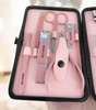 ZESTAW DO MANICURE 18 ELEMENTÓW RÓŻOWY ELEGANCKI PRZENOŚNY OBCINACZ DO PAZNOKCI NOŻYCZKI SKÓRA