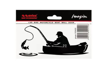 Naklejka na auto - "Wędkarz w łódce - k. czarny"