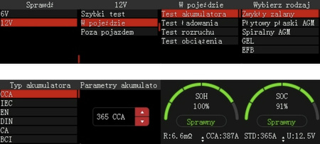 Tester baterii akumulatorów 12V OBDResource BM560