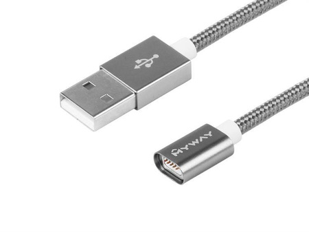 Kabel MYWAY do ładowania i synchronizacji, w oplocie nylonowym, 120 cm, USB > magnes neodymowy