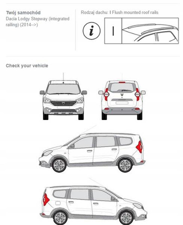 Bagażnik dachowy belki fuse Dacia Lodgy / Stepway