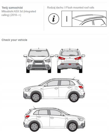 Bagażnik dachowy belki fuse Mitsubishi ASX 5d DARK