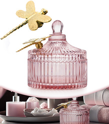 ORGANIZER NA BIŻUTERIĘ KOSMETYKI DROBIAZGI SZKLANY MAŁY POJEMNIK POKRYWKA OZDOBNA WAŻKA