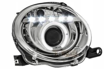 Reflektory lampy przednie Fiat 500 07- Chrom led r