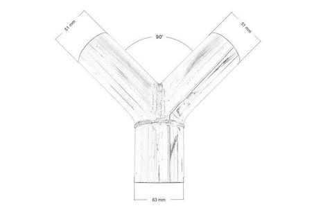 Trójnik wydechu 90st 51/63mm 304SS