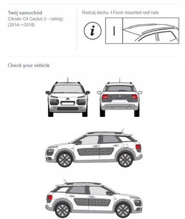 Bagażnik dachowy belki fuse Citroen C4 Cactus I