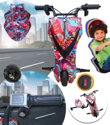 TRÓJKOŁOWY GOKART ELEKTRYCZNY SKUTER POJAZD DESKOROLKA HULAJNOGA DRIFTUJĄCA REGULOWANA LED WYŚWIETLACZ KLAKSON BLUETOOTH DLA DZIECI MŁODZIEŻY