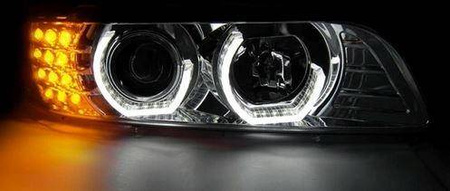 Reflektory przednie BMW E39 CHROM LED + RINGI