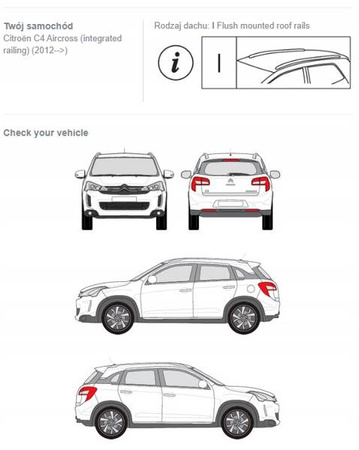 Bagażnik dachowy belki fuse Citroen C4 Aircross