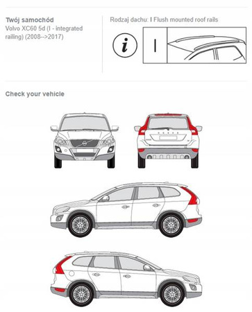 Bagażnik dachowy belki fuse Volvo XC60 I 5d DARK