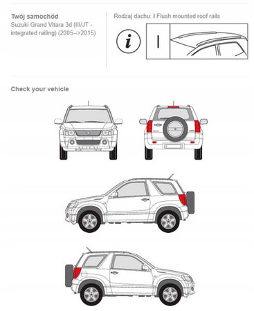 Bagażnik dachowy belki Suzuki GrandVitara III DARK