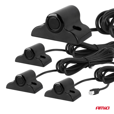 Zestaw czujników parkowania czujniki cofania MAX LED 4 sensory czarne 19 mm TRUCK AMIO-02292