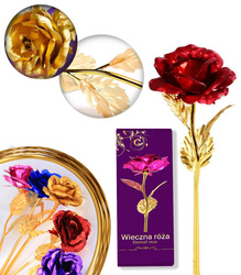 WIECZNA RÓŻA ZE ZŁOTĄ ŁODYGĄ W PUDEŁKU NA PREZENT ROCZNICĘ URODZINY