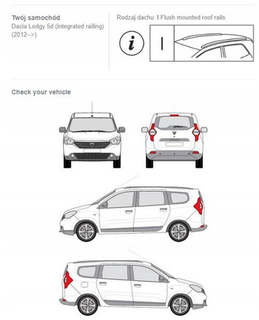 Bagażnik dachowy belki fuse Dacia Lodgy / Stepway