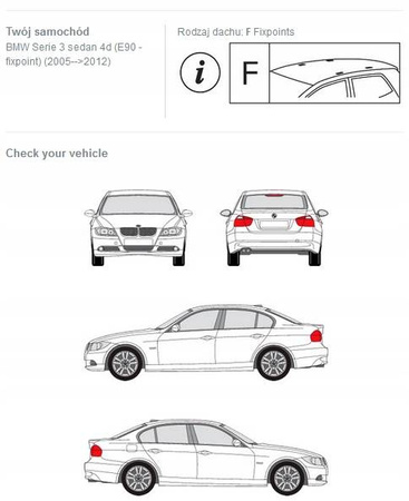 Bagażnik dachowy belki Fuse BMW 3 E90 F30