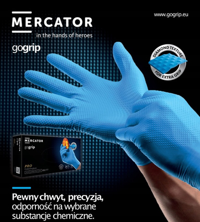 Rękawice nitrylowe czarne Mercator GoGrip Black 50 sztuk rozmiar XL
