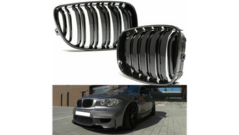 Grill sportowy podwójne żeberka Gloss Black  BMW 1 (E81, E87) Hatchback 1 (E88) Cabrio 1 (E82) Coupe Facelift 2007-2011