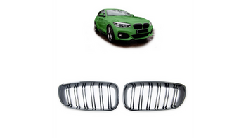 Grill sportowy podwójne żeberka Gloss Black  BMW 1 (F20, F21) Hatchback Facelift 2015-2019