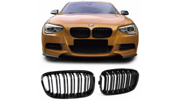 Grill sportowy podwójne żeberka Gloss Black  BMW 1 (F20, F21) Hatchback przed liftem 2011-2015