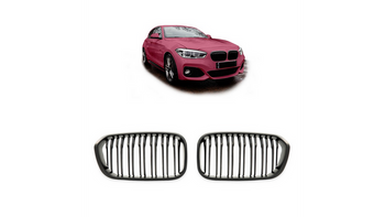 Grill sportowy podwójne żeberka Matt Black  BMW 1 (F20, F21) Hatchback Facelift 2015-2019