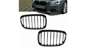 Grill sportowy pojedyncze żeberka Gloss Black  BMW 1 (F20, F21) Hatchback przed liftem 2011-2015