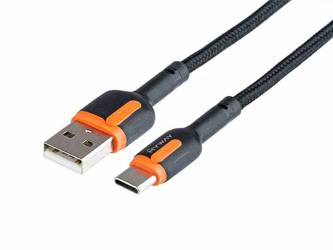 Kabel MAWAY do ładowania i synchronizacji, w oplocie z mikrofibry, 100 cm, USB > USB-C